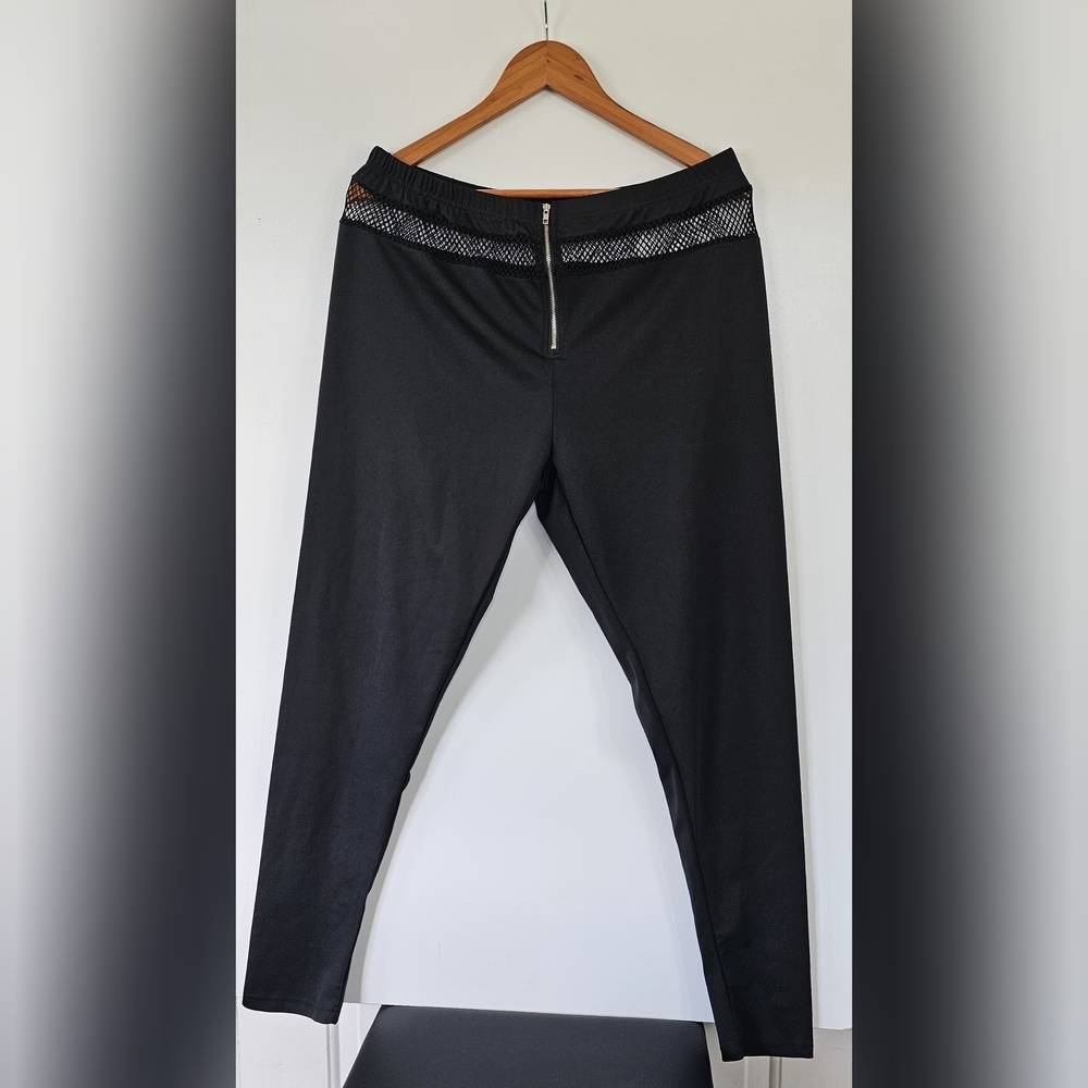 Black Leggings with Fishnet Detail